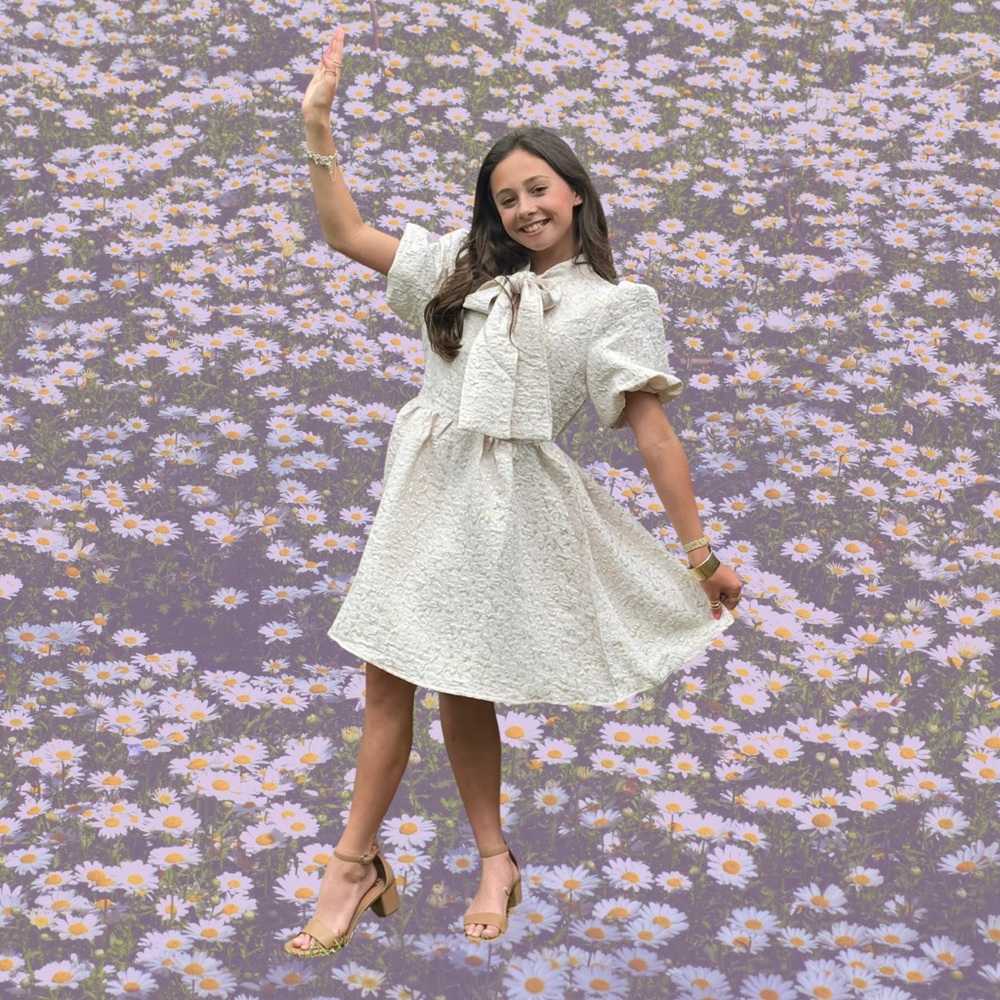 Chic Cream Bow-Tie Dress for Women - Picture 1 of 2